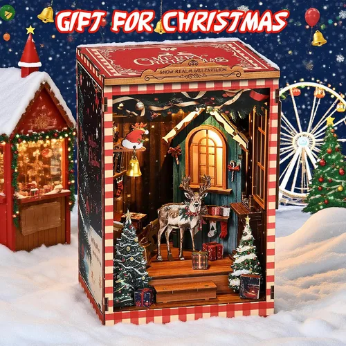 Miniatura 9 de KERNOWO Kit de Rincón de Libros, Rompecabezas de Madera 3D DIY para Adultos, Adolescentes y Principiantes, Kit de Casa Pequeña en Miniatura