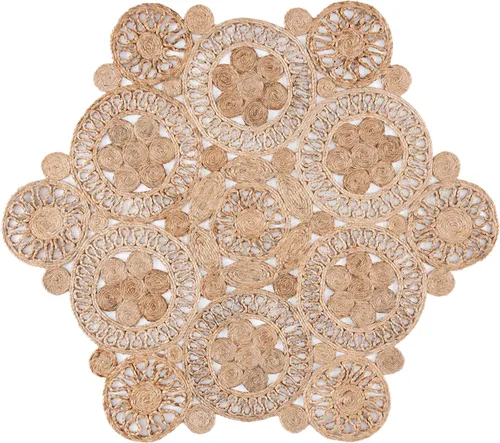 Miniatura 4 de SAFAVIEH NFB238A - Alfombra redonda de fibra natural, 4 pies, redonda, natural, hecha a mano, estilo bohemio, con encanto de yute