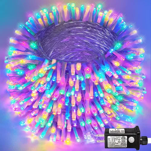 Miniatura 43 de Guirnalda de 120 luces LED rojas impermeables para exteriores, luces de Navidad rojas de 40 pies, 8 modos, cable transparente, guirnalda de luces