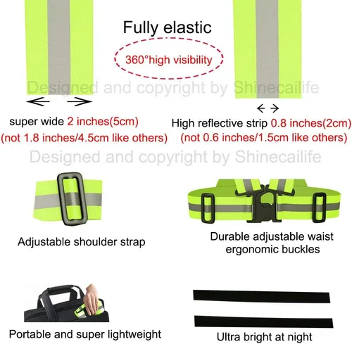 Miniatura 6 de Chaleco de seguridad reflectante de 2 pulgadas más ancho, 60% más de alta visibilidad para correr, construcción, caminar, mujeres y hombres