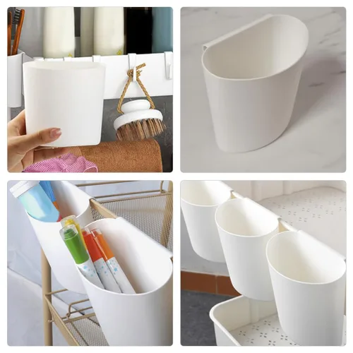 Miniatura 9 de Zerodeko Soporte para tazas colgantes, organizador de carrito rodante, accesorios de 4 piezas, cesta de almacenamiento, cubo colgante, contenedores