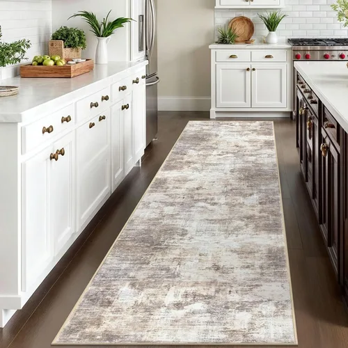 Miniatura 546 de IOHOUZE Alfombra abstracta lavable de 3 x 12 pies para pasillos, antideslizante para cocina, camino de entrada de lana sintética para interiores