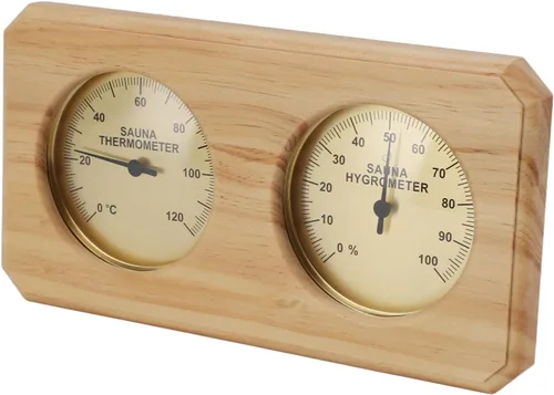 Miniatura 5 de 2 in 1 Sauna Thermometer and Hygrometer,Wooden Sauna Thermometer Hygrometer with Temperature and Humidity Measurement, Wall Mounted for Hotel Sauna