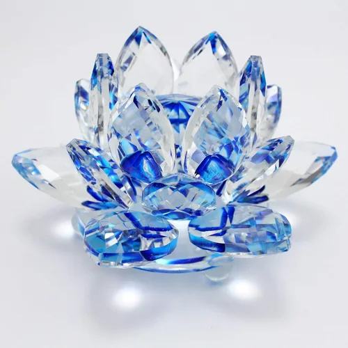 Miniatura 11 de Flor de loto de cristal brillante, 4 pulgadas, reflejo de loto de cristal transparente para Feng Shui, decoración del hogar, adornos o peso de papel