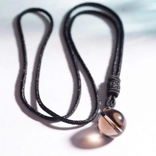 Miniatura 36 de iSTONE Collar unisex con dije de cuentas redondas auténticas, cadena de cuerda negra de 24 pulgadas para hombres y mujeres