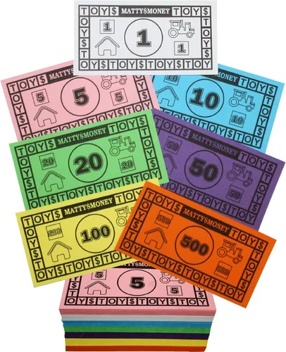 Matty's Money Juego de dinero de repuesto de 420 piezas (60 piezas cada una de $1's, $5's, $10's, $20's, $50's, $100's y $500) $41,160 en dinero del