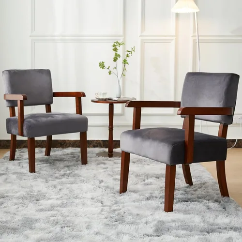 Miniatura 3 de FAGAGA Juego de 2 Sillas de Acento con Mesa, Sillas de Sala de Estar con Asiento y Reposabrazos VelvetSoft para Sala de Estar Dormitorio Sala