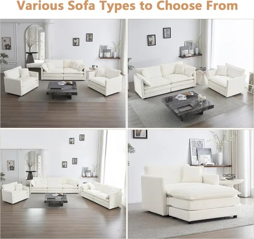 Miniatura 6 de mikibama Sofá de una plaza de 41.4 pulgadas, sillón cómodo tapizado profundo de chenilla con almohada decorativa para sala de estar, dormitorio