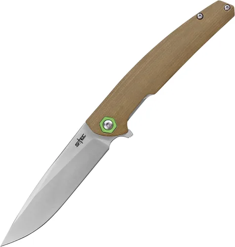 Miniatura 2 de S-TEC Sandvik - Cuchillo plegable de acero inoxidable con mango compuesto G10 (TS500 marrón)