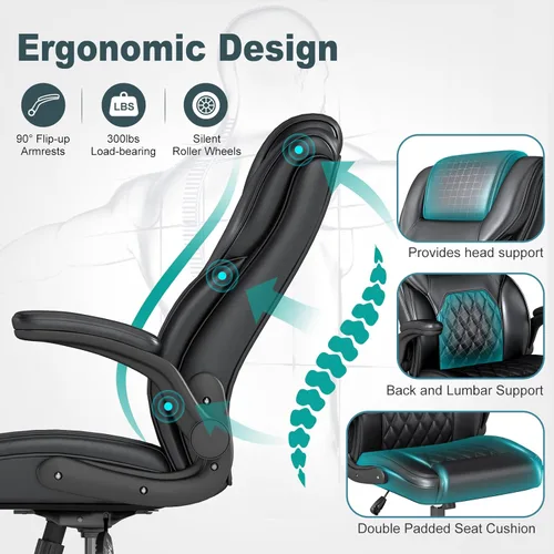 Miniatura 5 de Silla de Oficina Ejecutiva AnyGod, Sillas de Escritorio Ergonómicas y Cómodas para Computadora con Reposabrazos Abatibles, Soporte Lumbar, Respaldo