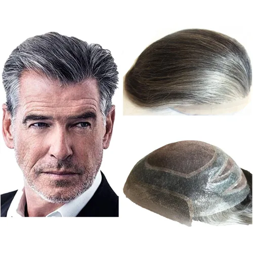 Miniatura 10 de N.L.W.- Peluquín para hombres, piezas de pelo para hombre Sistema europeo de reemplazo de cabello humano virgen para hombres, pieza de cabello