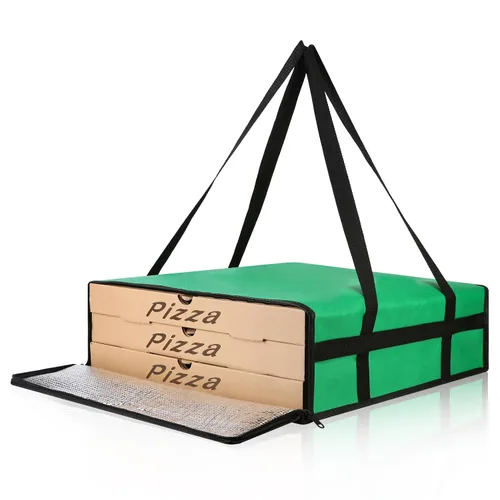 Miniatura 10 de Bodaon Bolsa aislante para entrega de pizza, 20 x 20 x 6 pulgadas, bolsas calentadoras de pizza para llevar calientes, bolsa térmica para catering