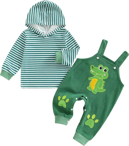 Miniatura 290 de Conjunto de ropa de otoño e invierno para bebé y niño, sudadera larga con capucha y pantalones para niños pequeños, 6, 12, 18, 24 meses, 2T