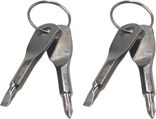 Miniatura 9 de Juego de 2 destornilladores de llavero, multiherramienta portátil EDC de bolsillo con Phillips y cabeza plana, diseño de forma de llave de acero