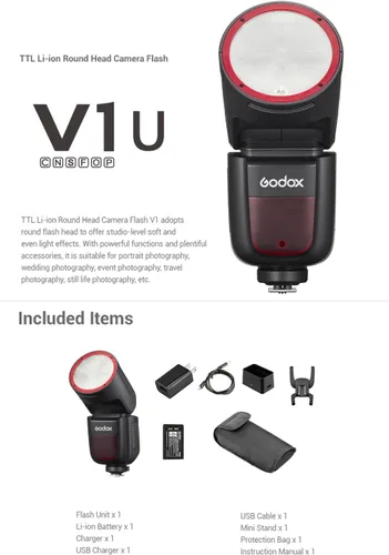 Miniatura 8 de Godox V1 O V1-O Flash con kit difusor para cámara Olympus y Panasonic, 76Ws 2.4G HSS TTL flash de cabeza redonda, 1.5s tiempo de reciclaje, 480