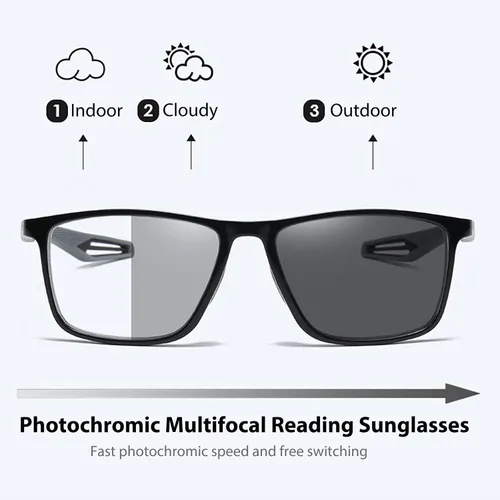 Miniatura 3 de Multifocal Progressive Transition Photochromic Reading Glasses Blue Light Blocking Multifocus Readers Spring Hinge