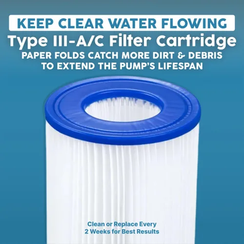 Miniatura 5 de Bestway Flowclear - Cartucho de bomba de filtro de agua para piscina sobre el suelo, 530 galones por hora, 120 voltios con temporizador de apagado