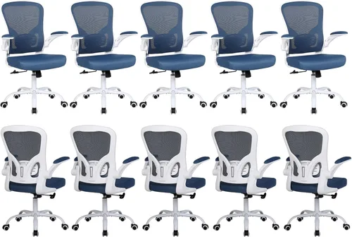 Miniatura 20 de Flysky Juego de 10 sillas ergonómicas de escritorio para oficina en casa, soporte lumbar, silla giratoria de malla transpirable para computadora