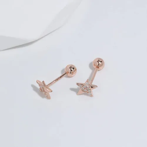 Miniatura 4 de Meissa Aretes de bola de rosca para mujer, plata de ley 925, delicados y bonitos aretes de estrella para múltiples piercings