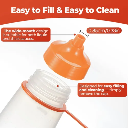 Miniatura 3 de Botellas exprimibles de boca ancha, paquete de 2 botellas de condimentos exprimibles sin BPA para salsas gruesas, resina, manualidades, botellas