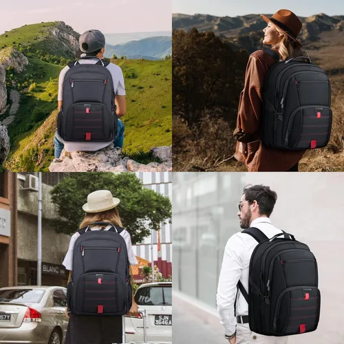 Miniatura 6 de Mochila extra grande de viaje para portátil ANTERK, de 17.3 pulgadas, con puerto USB, de 50L, antirrobo, resistente al agua, mochila de trabajo