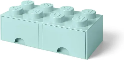 Lego - Caja en forma de bloque tipo Lego, 4 perillas, 1 caja, apilable, caja de almacenamiento Verde oscuro