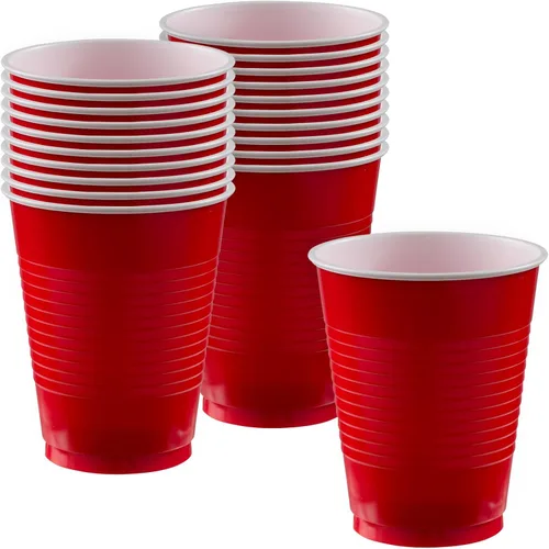 Vasos de plástico color rojo manzana (paquete de 20) – 18 onzas – Vasos versátiles para interiores y exteriores, fiestas, bodas, cumpleaños,