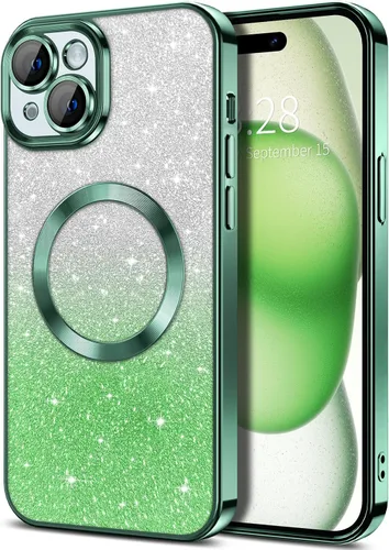 Miniatura 136 de Hython Funda para iPhone 13 Pro transparente con purpurina magnética [compatible con MagSafe] Protector completo de lente de cámara delgado