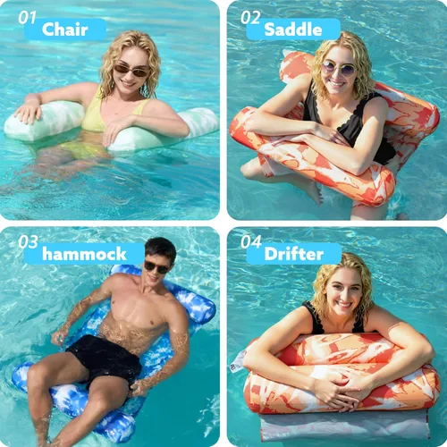 Miniatura 2 de Sloosh Paquete de 3 flotadores inflables 4 en 1 para piscina, hamacas de agua, accesorios multiusos para piscina