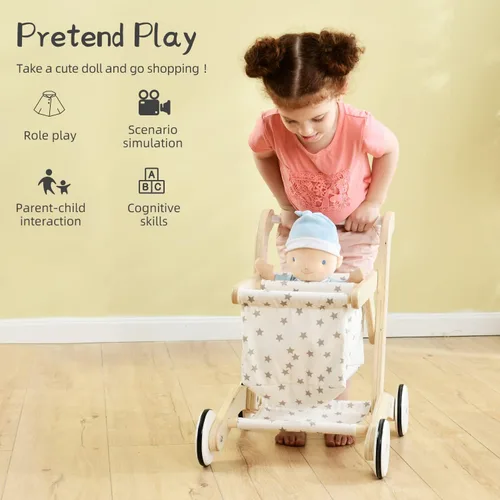 Miniatura 2 de labebe Cochecito de muñeca para bebé, juguete de empuje para niños pequeños, carrito de compras para niñas y niños de 1 año de edad, caminante