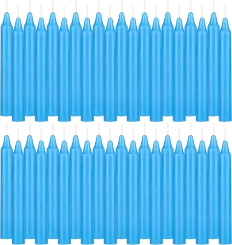 SRG 40 mini velas cónicas color azul claro sin perfume, 4 pulgadas de alto x 1/2 pulgada de diámetro, ideal para lanzar campanadas, rituales,