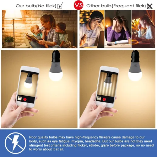 Miniatura 5 de Yochoice Paquete de 12 bombillas LED A19, bombillas LED equivalentes a 100 W, luz blanca cálida de 2700 K, bombillas E26 Edison con base de tornillo