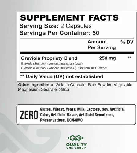 Miniatura 2 de GRAVIOLA MAX - 2500 mg por porción de suplemento de extracto de graviola puro - Guanábana (Annona muricata) - Refuerzo del sistema inmunológico