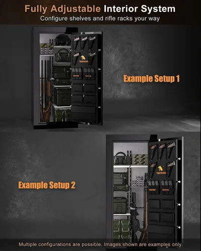 Miniatura 8 de TIGERKING Caja fuerte para armas para rifles y pistolas, protección contra incendios de 45 minutos y 1200 °F, 26 pistolas largas, gabinete