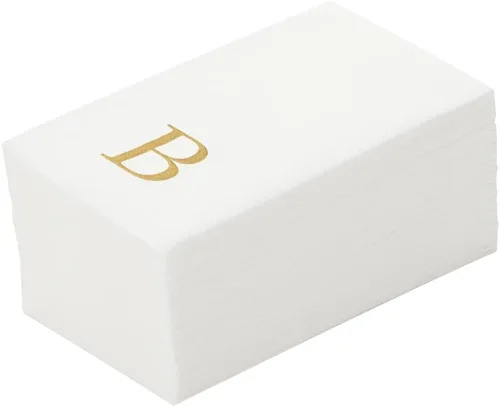 Miniatura 63 de Luxenap Toallas de invitados de tacto de lino de 15.8 X 7.9 pulgadas, 50 toallas de mano con letras - Letra dorada "S", fuente sans serif
