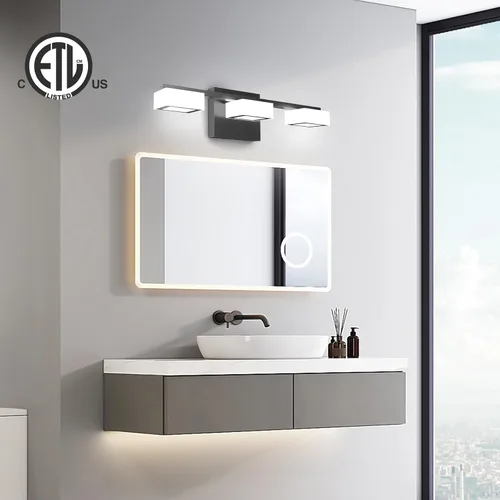 Miniatura 2 de Luminarias LED Modernas de Baño Sobre Espejo, 3 Luces de Tocador Regulables, Luz de Tocador de Baño Acrílica Negro Mate, 2700K-6500K Ajustable