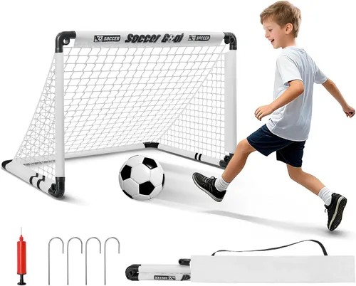 KETIEE Porterías de fútbol para niños para patio trasero: juego de porterías de fútbol plegables de 35 x 23 pulgadas, portería de fútbol portátil