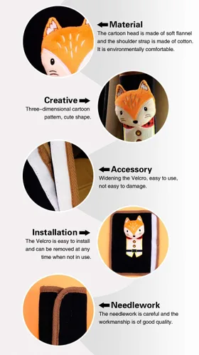 Miniatura 5 de Tianmei 2 piezas con diseño de muñeca de dibujos animados linda para funda de cinturón de seguridad de coche, almohadilla para la correa del hombro