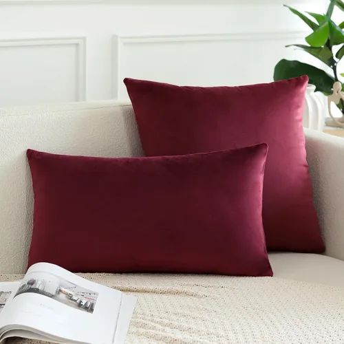 Miniatura 3 de OTOSTAR Paquete de 2 fundas de almohada decorativas de terciopelo suave de 18 x 18 pulgadas, fundas de cojín cuadradas sólidas para decoración
