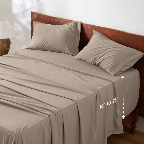 Miniatura 24 de Bedsure Juego de Sábanas King de Bolsillo Profundo - Se Adapta a Colchones de Hasta 21 Pulgadas de Grosor - 4 Piezas Sábanas de Cama GentleSoft