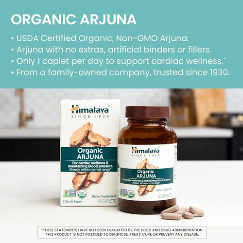Miniatura 3 de Himalaya Organic Arjuna, suplemento de presión arterial para bienestar cardiovascular y salud cardíaca, 700 mg, 60 cápsulas, suministro de 2 meses