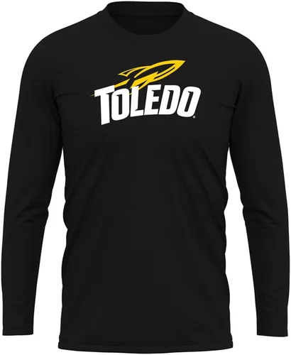 Miniatura 56 de Camisa deportiva de manga larga oficial de la NCAA Collegiate para hombre, colección negra con logotipo primario