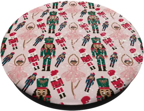Miniatura 2 de Feliz Navidad Preppy Rosa Bailarina Navidad Cascanueces Estampado PopSockets Estándar PopGrip