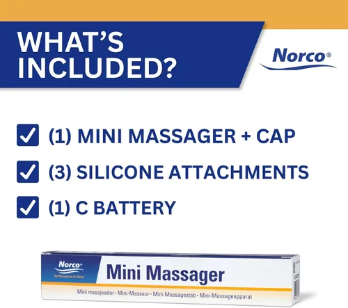 Miniatura 6 de Masajeador Terapéutico Mini Norco con Batería. Herramienta de terapia vibratoria portátil de mano para tejido cicatricial, manos, dedos, pies, cara
