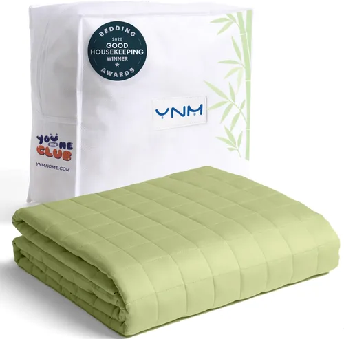 Miniatura 17 de YnM Manta con peso refrescante para adultos, terciopelo refrescante y acogedor de doble cara, manta pesada de 30 libras para parejas, uso en cuatro