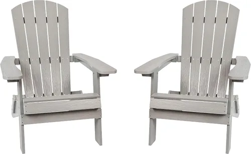 Miniatura 26 de Flash Furniture Charlestown – Silla plegable Adirondack de poliresina para interiores o exteriores, resistente a la intemperie, color negro