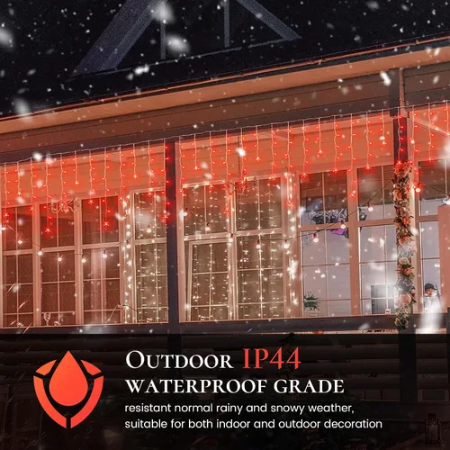 Miniatura 3 de Cadena de luces de Navidad con diseño de carámbanos de 200 LED con estrella, 5 metros de largo, 40 gotas, 8 modos con temporizador, luces