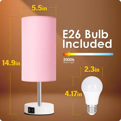 Miniatura 5 de Lámpara de escritorio Yarra-Decor con puerto USB, lámpara de mesa con control táctil de 3 niveles de brillo, lámpara de mesita redonda con pantalla