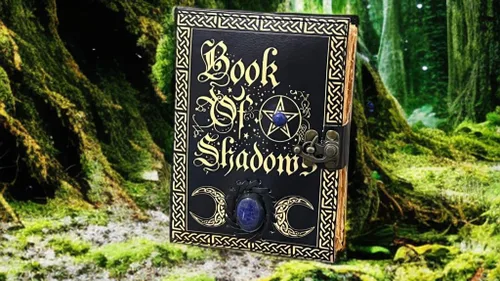 Miniatura 8 de Libro de hechizos en blanco de sombras con lapislázuli celta – Diario de cuero vintage con cerradura, diario de basura de grimorio, cuaderno