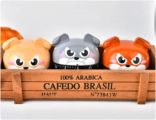 Miniatura 5 de Temporizadores de maquinaria de perro de dibujos animados lindos 60 minutos temporizador de cocina mecánica reloj contadores de alarma fuerte